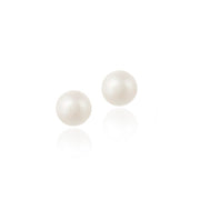 Sterling Silver Freshwater Cultured White Button Pearl 5.5-6mm Stud Earrings
