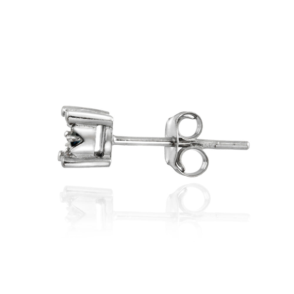 Sterling Silver 1/8 ct Blue Diamond Round Stud Earrings-2