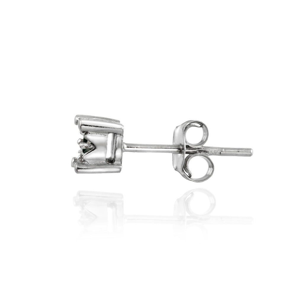 Sterling Silver 1/8 ct Black Diamond Round Stud Earrings-2