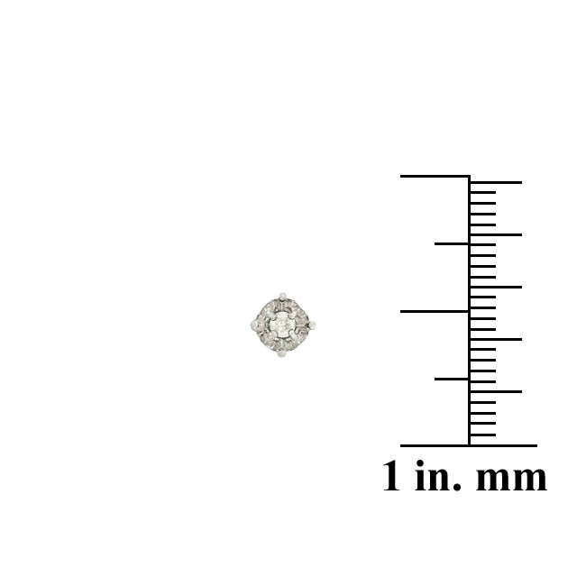 Sterling Silver 1/8 ct Diamond Round Stud Earrings-2