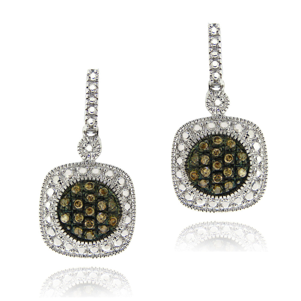 Sterling Silver 2/5 ct tdw Champagne Diamond Dangle Earrings