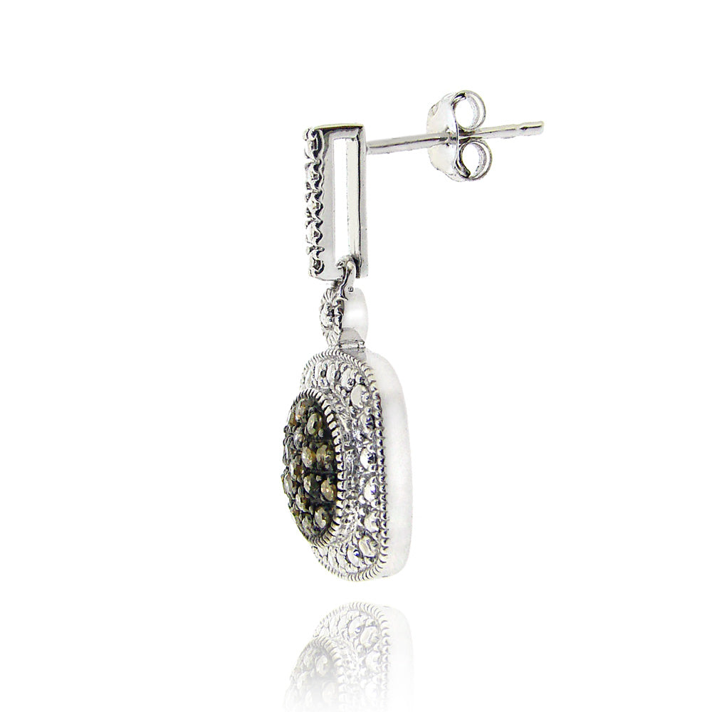 Sterling Silver 2/5 ct tdw Champagne Diamond Dangle Earrings-2