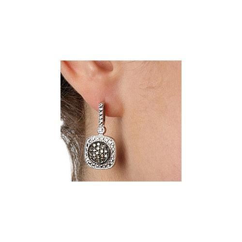 Sterling Silver 2/5 ct tdw Champagne Diamond Dangle Earrings-3
