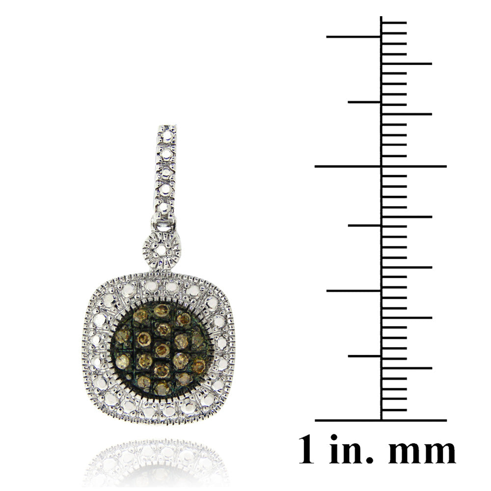 Sterling Silver 2/5 ct tdw Champagne Diamond Dangle Earrings-4