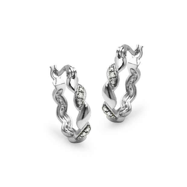 Sterling Silver San Marco Diamond Accent 20mm Hoop Earrings, JK-I3