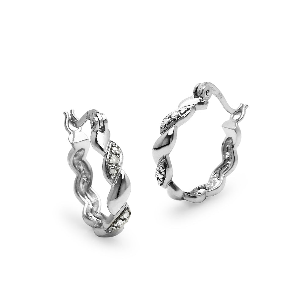 Sterling Silver San Marco Diamond Accent 20mm Hoop Earrings, JK-I3-2