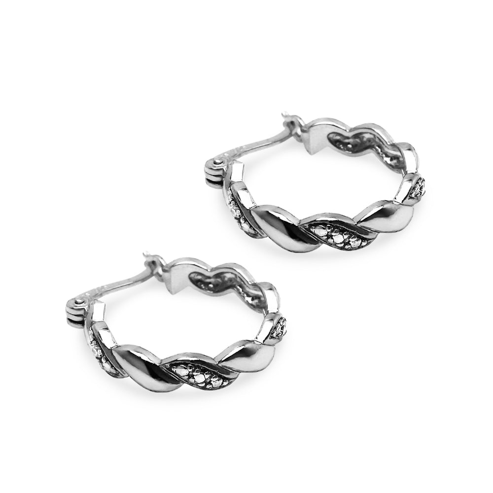 Sterling Silver San Marco Diamond Accent 20mm Hoop Earrings, JK-I3-3