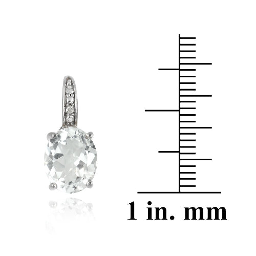 Sterling Silver 6.5ct White Topaz & Diamond Oval Leverback Earrings-3