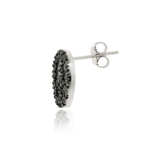 Sterling Silver Black Diamond Accent Circle Peace Sign Earrings-3