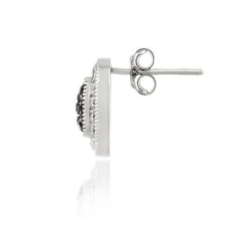 Sterling Silver 1/5 ct Black Diamond Square Earrings-2