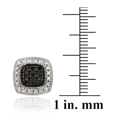 Sterling Silver 1/5 ct Black Diamond Square Earrings-3