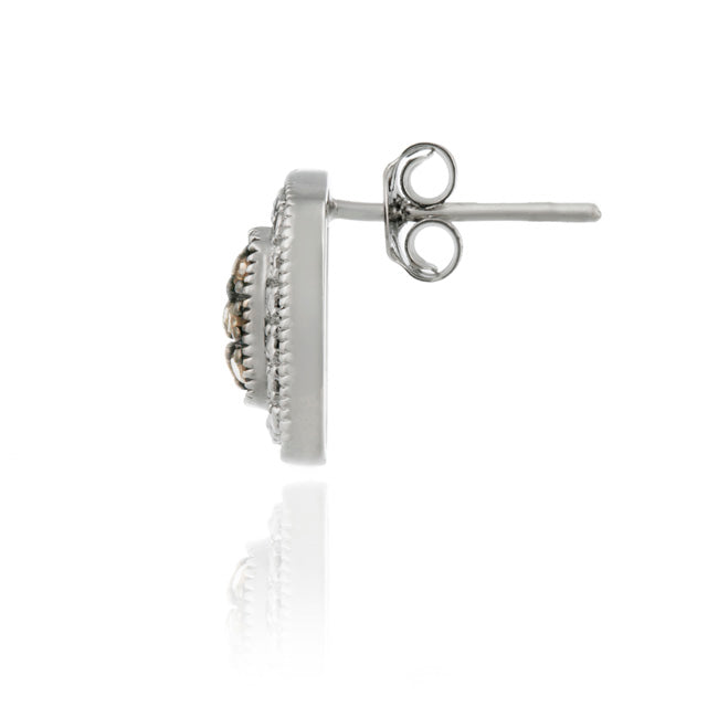 Sterling Silver 1/5 ct. tdw Champagne Diamond Square Earrings-2
