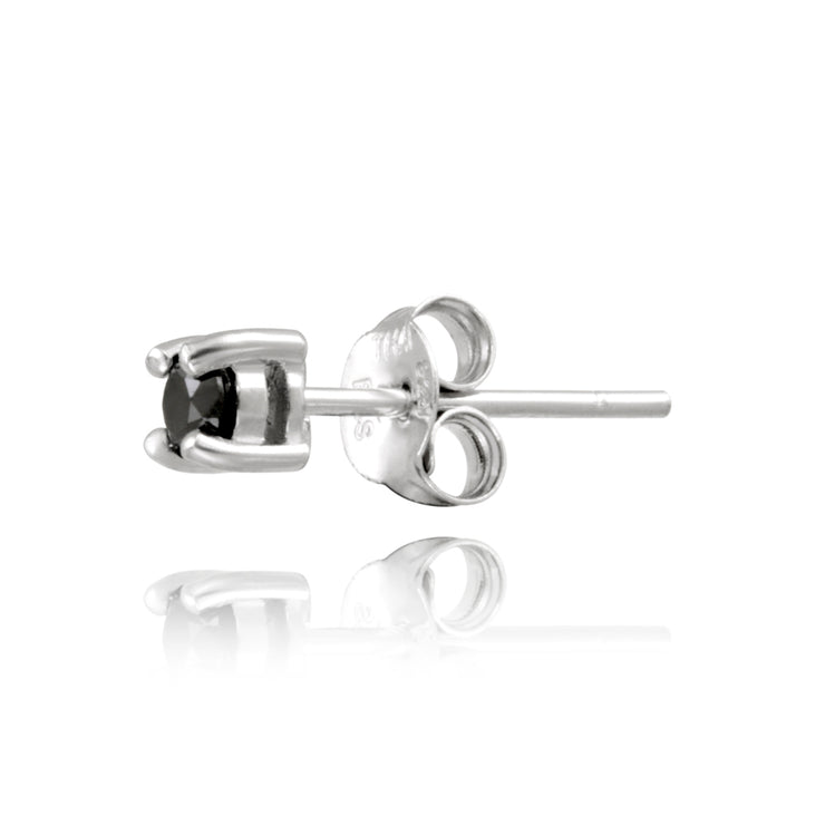 Sterling Silver 1/4 CT Black Diamond Stud Earrings