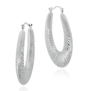 Sterling Silver Shrimp Design Oval Hoop Earrings