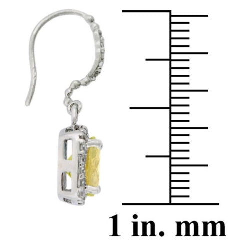 Sterling Silver 3.7 CT. Citrine and CZ Dangle Earrings-2