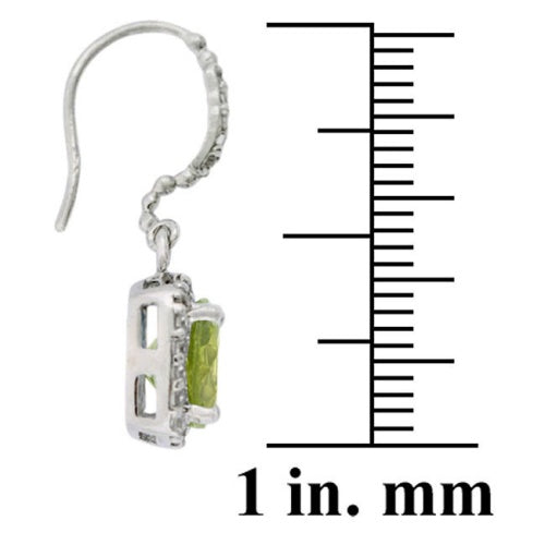 Sterling Silver 4 CT. Peridot and CZ Dangle Earrings-2