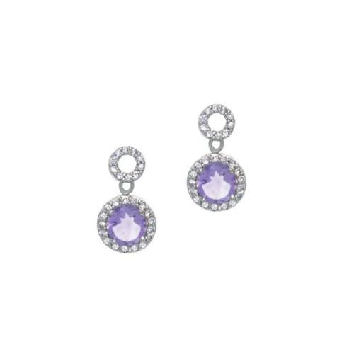 Sterling Silver 2.4 ct. Amethyst and CZ Circle Dangle Earrings-3