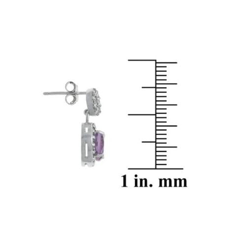 Sterling Silver 2.4 ct. Amethyst and CZ Circle Dangle Earrings-4