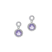 Sterling Silver 2.4 ct. Amethyst and CZ Circle Dangle Earrings