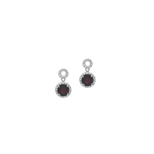 Sterling Silver 3.3 CT. Garnet and CZ Circle Dangle Earrings-2