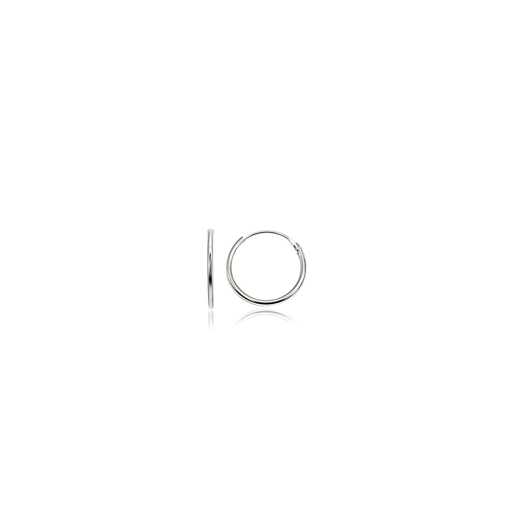 Sterling Silver Small Endless 10mm Round Thin Lightweight Unisex Hoop Earrings