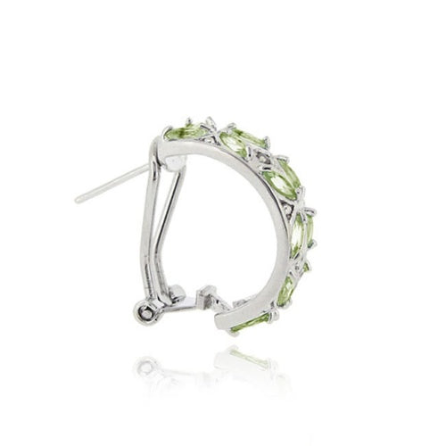 Sterling Silver 4.2ct. Peridot & Diamond Half Hoop Earrings-2