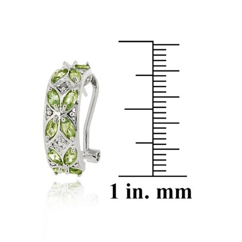 Sterling Silver 4.2ct. Peridot & Diamond Half Hoop Earrings-3