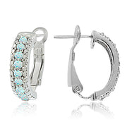 Sterling Silver Created Opal & Diamond Half Hoop Earrings