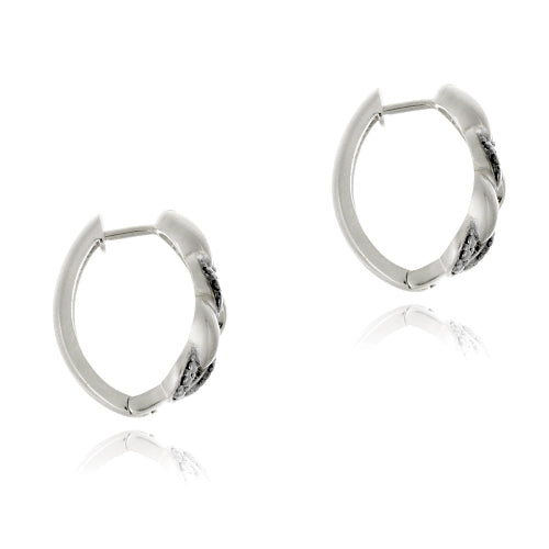 Sterling Silver Black Diamond Accent Infinity Huggie Earrings-2