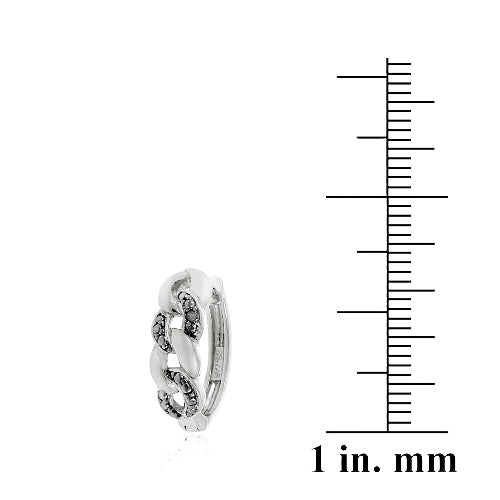 Sterling Silver Black Diamond Accent Infinity Huggie Earrings-3