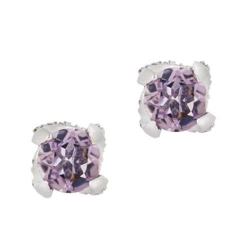 Sterling Silver 3.7ct. TGW Amethyst and CZ Stud Earrings