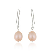Sterling Silver Baroque Freshwater Cultured Peach Pearl Earrings