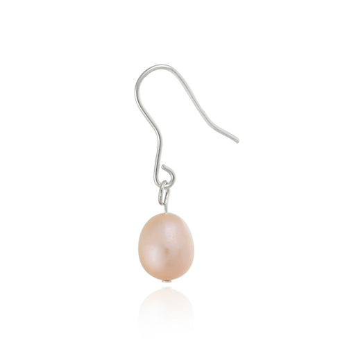 Sterling Silver Baroque Freshwater Cultured Peach Pearl Earrings-2