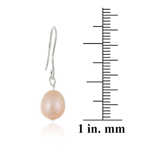 Sterling Silver Baroque Freshwater Cultured Peach Pearl Earrings-3