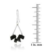 Sterling Silver Onyx Chip Triangle Earrings