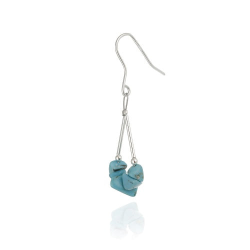 Sterling Silver Turquoise Chip Triangle Earrings-2