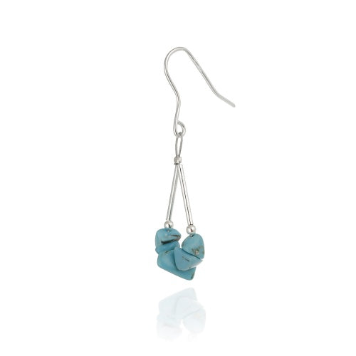 Sterling Silver Turquoise Chip Triangle Earrings