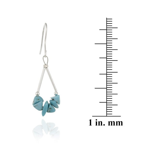 Sterling Silver Turquoise Chip Triangle Earrings-3
