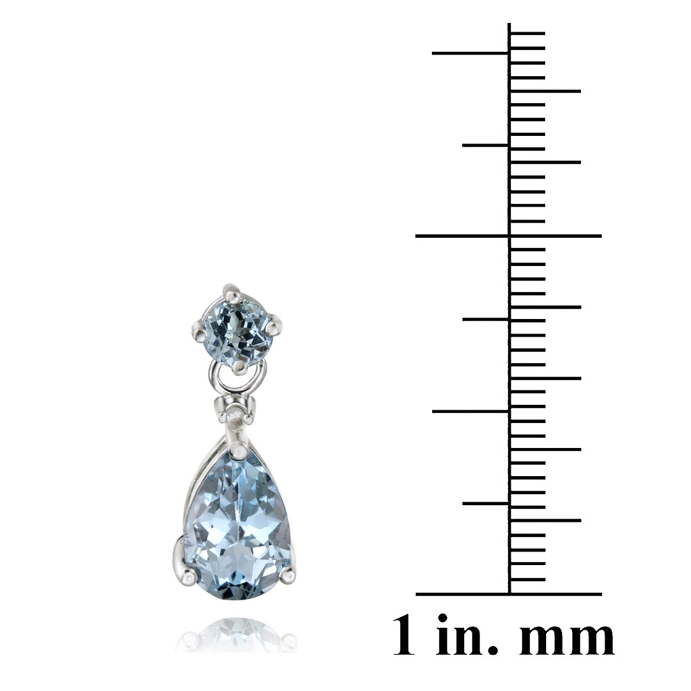 Sterling Silver 3.6 ct. TGW Blue Topaz & Diamond Accent Teardrop Earrings-4