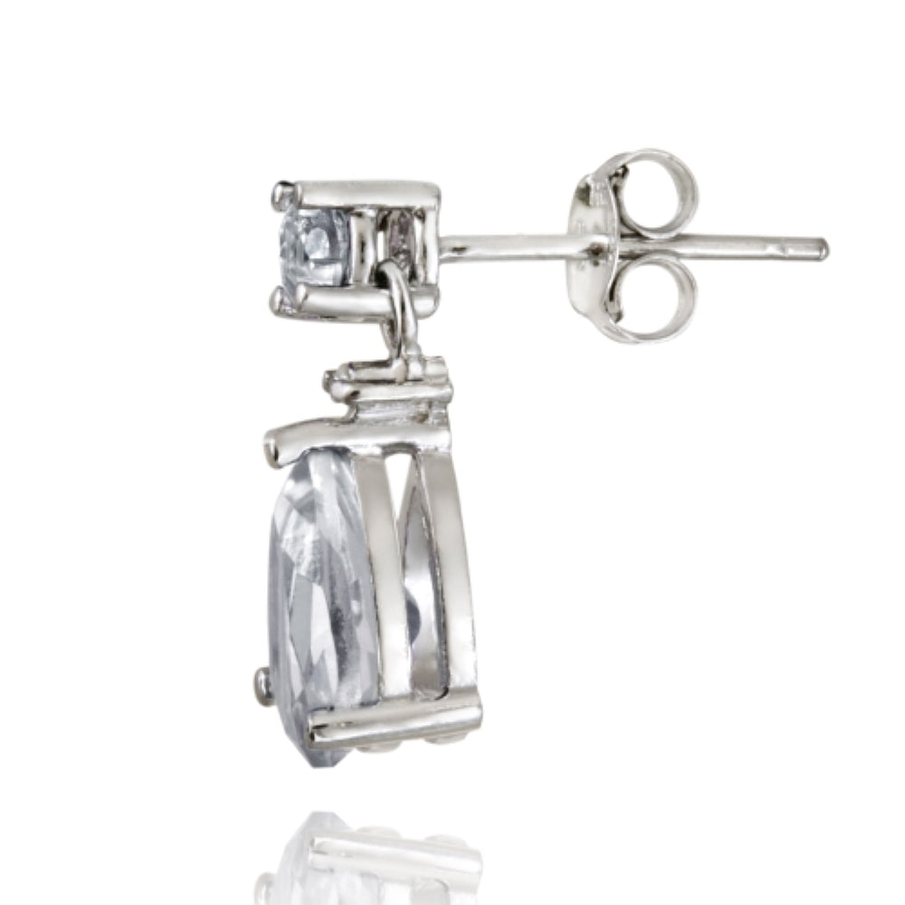 Sterling Silver 3.6ct White Topaz & Diamond Accent Teardrop Earrings-2