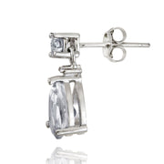 Sterling Silver 3.6ct White Topaz & Diamond Accent Teardrop Earrings