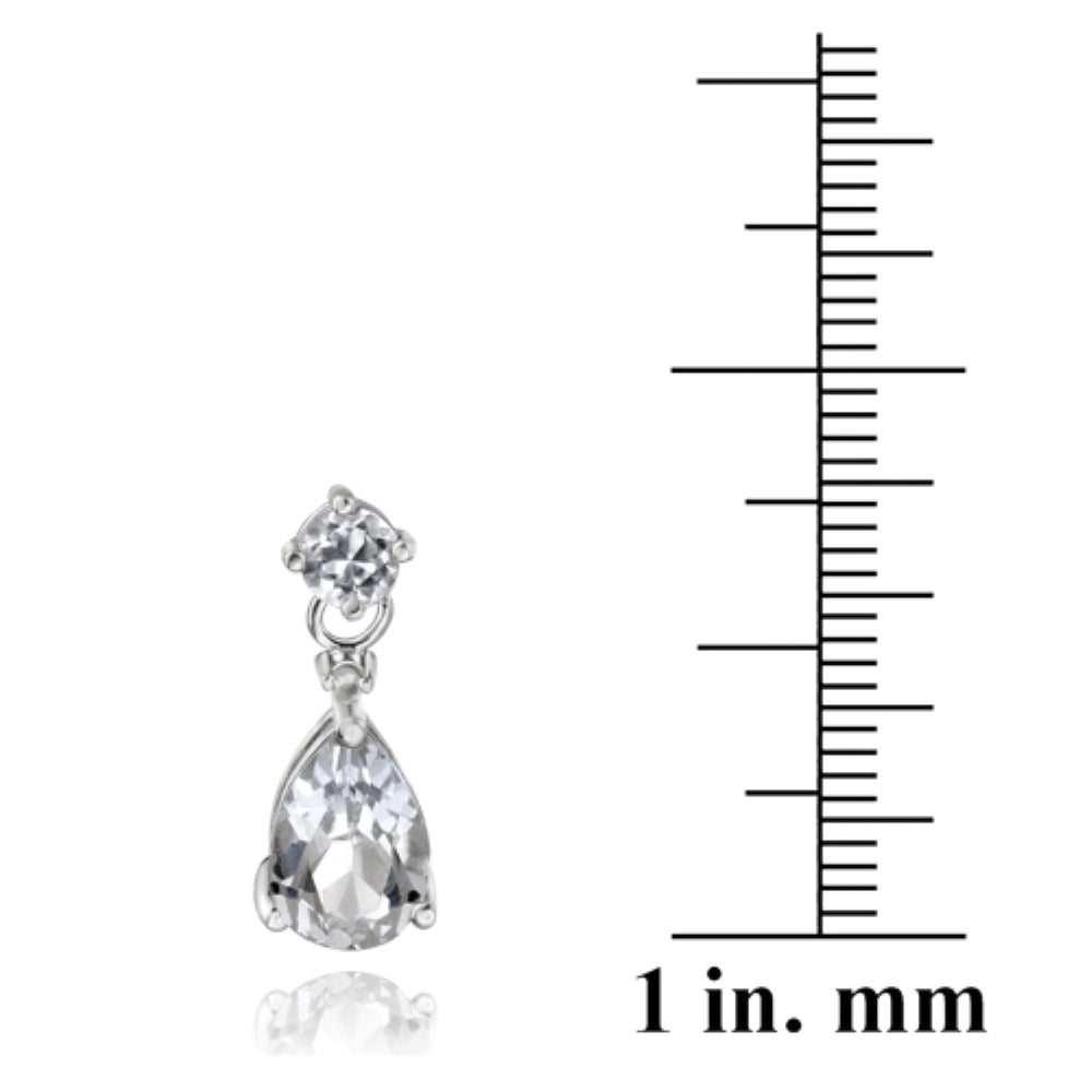 Sterling Silver 3.6ct White Topaz & Diamond Accent Teardrop Earrings-3
