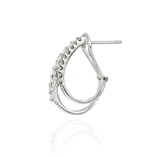 Sterling Silver Blue Topaz & Diamond Accent Two Row Half Hoop Earrings-2