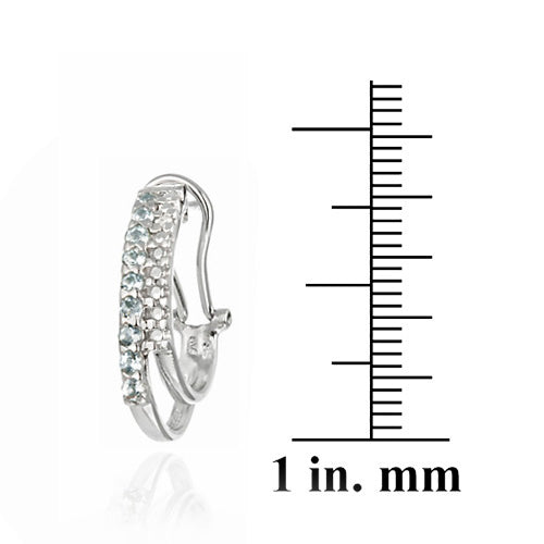 Sterling Silver Blue Topaz & Diamond Accent Two Row Half Hoop Earrings-3