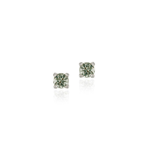 Sterling Silver Genuine Green Amethyst 4mm Round Stud Earrings - February Birthstone