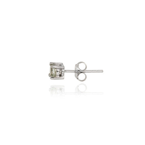 Sterling Silver Genuine Green Amethyst 4mm Round Stud Earrings - February Birthstone-2