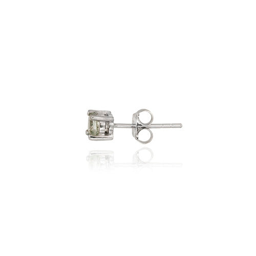Sterling Silver Genuine Green Amethyst 4mm Round Stud Earrings - February Birthstone