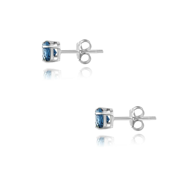 Sterling Silver 5/8ct London Blue Topaz Stud Earrings, 4 mm