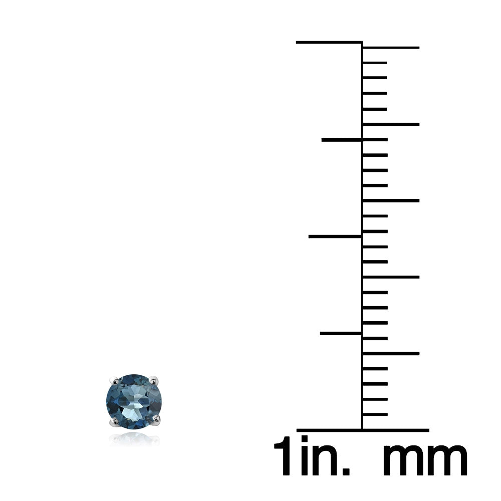 Sterling Silver 5/8ct London Blue Topaz Stud Earrings, 4 mm-3