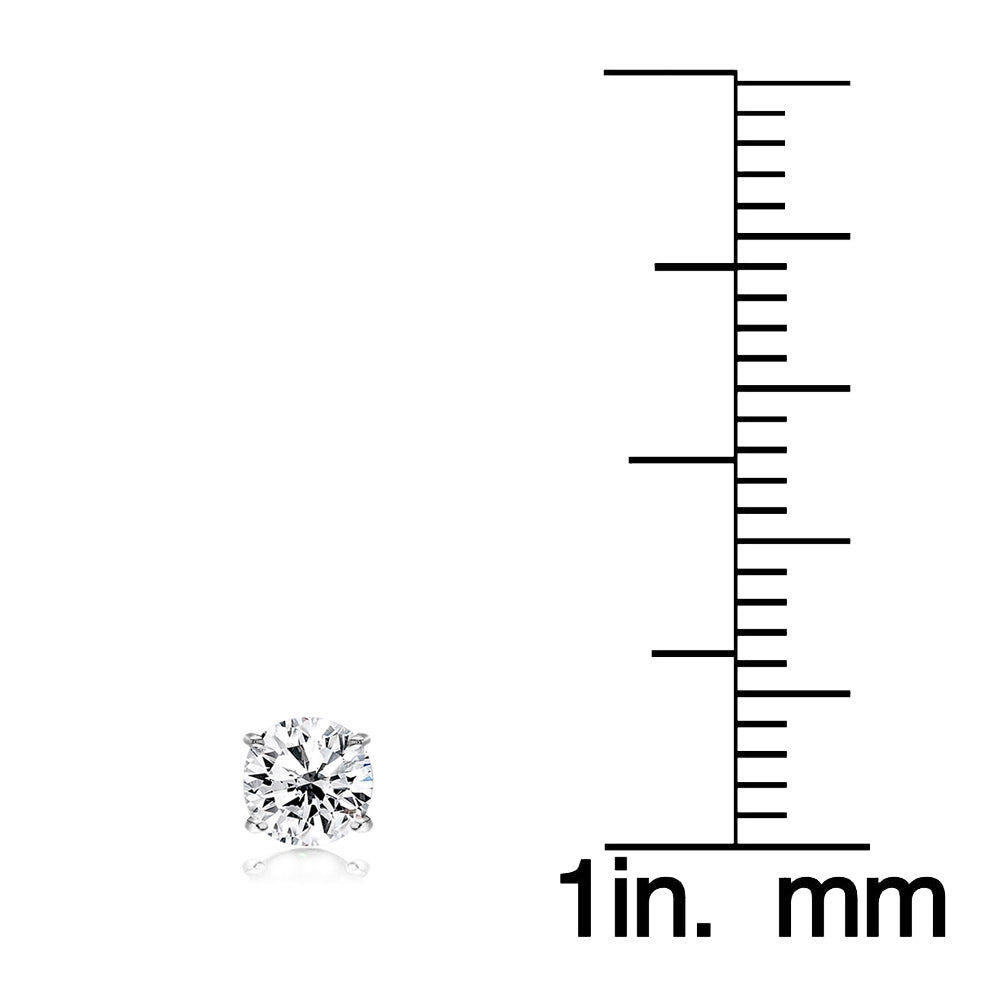 Sterling Silver White Topaz 4mm Round-Cut Solitaire Stud Earrings-5